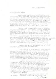 Portada:Carta dirigida a Aniela Rubinstein. París (Francia), 18-02-1975