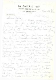 Portada:Carta dirigida a Aniela Rubinstein. París (Francia), 26-03-1962