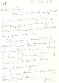 Portada:Carta dirigida a Arthur Rubinstein. París (Francia), 28-01-1977