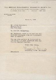 Portada:Carta dirigida a Arthur Rubinstein. Buffalo (Nueva York), 06-03-1946