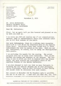 Portada:Carta dirigida a Arthur Rubinstein. Beverly Hills (California), 02-11-1975