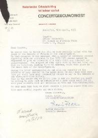 Portada:Carta dirigida a Arthur Rubinstein. Amsterdam (Holanda), 12-04-1973