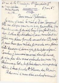 Portada:Carta dirigida a Aniela  y Arthur Rubinstein. París (Francia), 06-06-1968