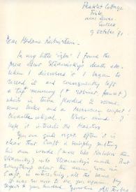 Portada:Carta dirigida a Aniela Rubinstein, 09-10-1971