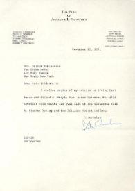 Portada:Carta dirigida a Aniela Rubinstein. Nueva York, 29-11-1971