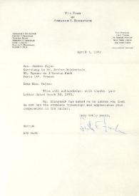 Portada:Carta dirigida a M.Fajon. Nueva York, 07-04-1972