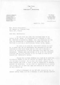 Portada:Carta dirigida a Aniela Rubinstein. Nueva York, 13-04-1972