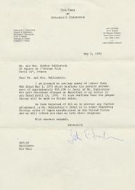 Portada:Carta dirigida a Arthur y Aniela Rubinstein. Nueva York, 05-05-1978