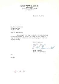 Portada:Carta dirigida a Arthur Rubinstein. Nueva York, 19-11-1960