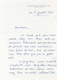 Portada:Carta dirigida a Aniela Rubinstein. París (Francia), 05-07-1961