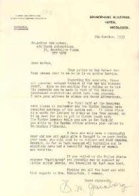 Portada:Carta dirigida a Arthur Rubinstein. Hayes (Inglaterra), 09-10-1939