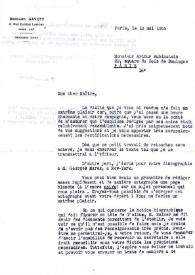 Portada:Carta dirigida a Arthur Rubinstein. París (Francia), 10-05-1955