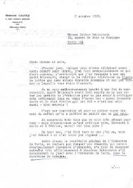 Portada:Carta dirigida a Aniela Rubinstein. París (Francia), 02-10-1969