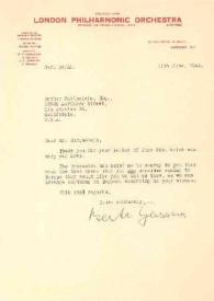 Portada:Carta dirigida a Arthur Rubinstein. Londres (Inglaterra), 11-06-1946