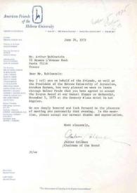 Portada:Carta dirigida a Arthur Rubinstein. Beverly Hills (California), 24-06-1975