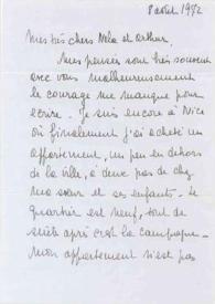 Portada:Carta dirigida a Aniela y Arthur Rubinstein. Niza (Francia), 08-08-1972