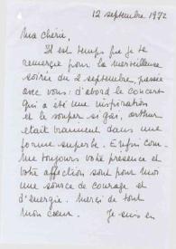 Portada:Carta dirigida a Aniela Rubinstein. Niza (Francia), 12-09-1972