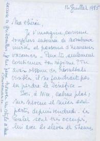 Portada:Carta dirigida a Aniela Rubinstein. Niza (Francia), 16-07-1985