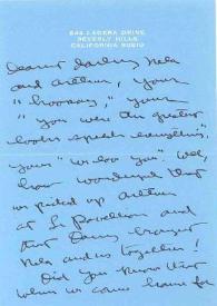 Portada:Carta dirigida a Aniela y Arthur Rubinstein. Beverly Hills (California), 25-04-1969