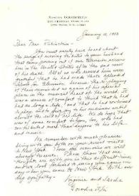 Portada:Carta dirigida a Aniela Rubinstein. Nueva York, 10-01-1983