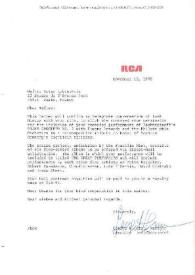 Portada:Carta dirigida a Arthur Rubinstein. Nueva York, 12-11-1979