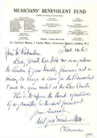 Portada:Carta dirigida a Arthur Rubinstein. Londres (Inglaterra), 14-06-1963
