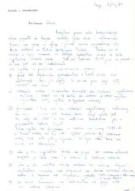 Portada:Carta dirigida a Aniela Rubinstein. París (Francia), 03-01-1985