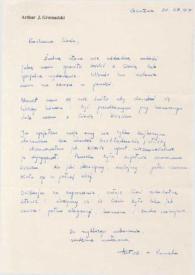 Portada:Carta dirigida a Aniela Rubinstein. Ginebra (Suiza), 20-07-1987