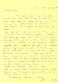 Portada:Carta dirigida a Aniela Rubinstein. Los Angeles (California), 02-11-1987