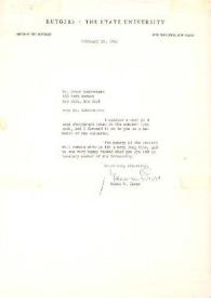 Portada:Carta dirigida a Arthur Rubinstein. Nueva Jersey, 28-02-1963
