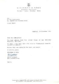 Portada:Carta dirigida a Aniela Rubinstein. Hamburgo (Alemania), 20-12-1993