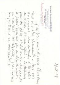 Portada:Carta dirigida a Arthur Rubinstein. París (Francia), 29-09-1969
