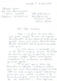 Portada:Carta dirigida a Aniela Rubinstein. Marsella (Francia), 04-03-1988