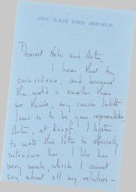 Portada:Carta dirigida a Aniela y Arthur Rubinstein, 07-08-1970