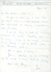 Portada:Carta dirigida a Arthur y Aniela Rubinstein. Nueva York, 20-04-1970