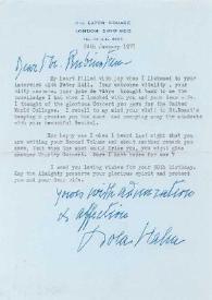 Portada:Carta dirigida a Arthur Rubinstein. Londres (Inglaterra), 24-01-1977