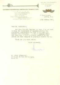 Portada:Carta dirigida a Arthur Rubinstein. Londres (Inglaterra), 16-10-1961