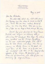 Portada:Carta dirigida a Aniela Rubinstein.  Mount Vernon (Nueva York), 11-05-1954