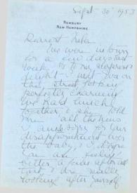 Portada:Carta dirigida a Aniela Rubinstein. Newbury (Inglaterra), 30-09-1953
