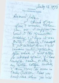 Portada:Carta dirigida a Aniela Rubinstein. Newbury (Inglaterra), 12-07-1978