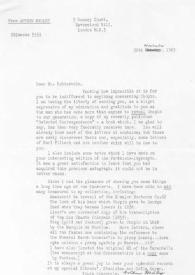 Portada:Carta dirigida a Arthur Rubinstein. Londres (Inglaterra), 20-11-1963