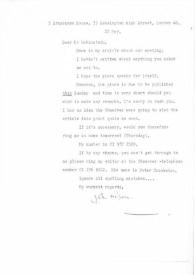 Portada:Carta dirigida a Arthur Rubinstein. Londres (Inglaterra), 20-05-1976