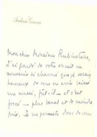 Portada:Tarjeta dirigida a Arthur Rubinstein, 10-08-1955