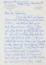 Portada:Carta dirigida a Aniela Rubinstein. Washington D. C., 07-12-1952