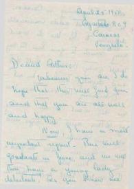 Portada:Carta dirigida a Arthur Rubinstein. Caracas (Venezuela), 25-04-1950