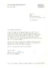 Portada:Carta dirigida a Aniela Rubinstein. Zurich (Suiza), 24-06-1987