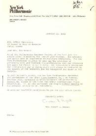 Portada:Carta dirigida a Aniela Rubinstein. Nueva York, 22-12-1982
