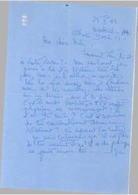 Portada:Carta dirigida a Aniela Rubinstein. Madrid (España), 25-05-1983