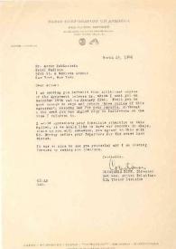Portada:Carta dirigida a Arthur Rubinstein. Nueva York, 15-03-1946