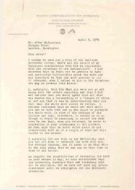 Portada:Carta dirigida a Arthur Rubinstein. Nueva York, 09-04-1946